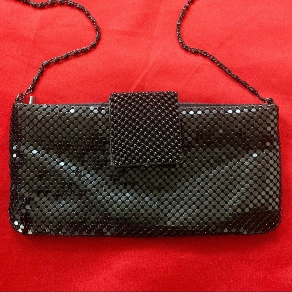 Vintage Black Rectangular Metallic Mesh Shoulder … - image 2